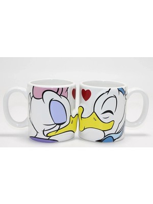 Starseven Donald ve Daisy Duck 2'li Öpüşen Çift Kupa Bardak Seti ALK4539
