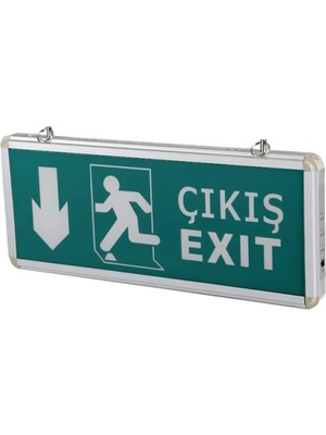 Aesco Cata 9167 Ledli Aşağı Ok Exit Çıkış Armatürü 3 Saat Akülü