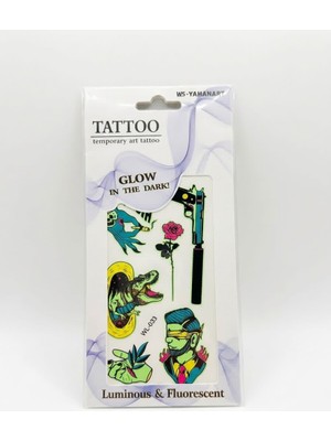 İğne İzi Fosforlu Karanlıkta Parlayan  Yapıştırma Geçici Dövme