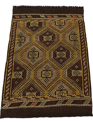 Zehra Abla Halı El Dokuması Nadir Geometrik Karapınar Yörük Yün Cecim Kilim 7025