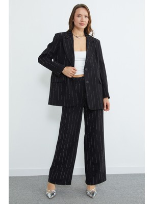 FullaModa Fullamodest Taşlı Omuz Vatkalı Cepli 2 Li Takım