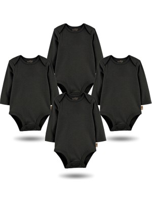 Mahfel 4'lü Uzun Kollu %100 Pamuk Premium Seri Çıtçıtlı Bebek Body Zıbın 02