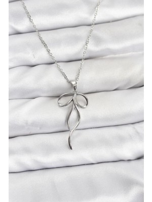 MiraLive 316L Çelik Zincir Gümüş Renk Fiyonk Model Kadın Kolye - TJ-BKO10868