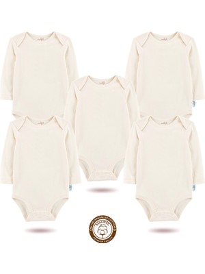 Mahfel 5'li Uzun Kollu %100 Pamuk Premium Seri Çıtçıtlı Bebek Body Zıbın 01