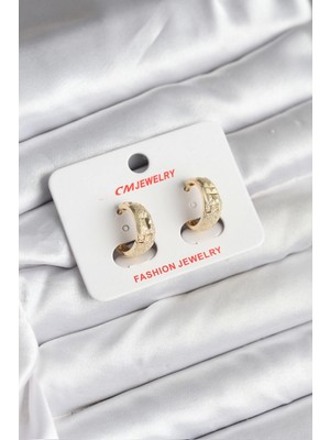 MiraLive 14K Gold Renk Kaplama Lazer Halka cm Kadın Küpe - TJ-BKP11425