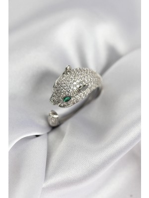 MiraLive Jaguar Model Gümüş Renk Zirkon Taşlı Kadın Yüzük - TJ-BYK3933