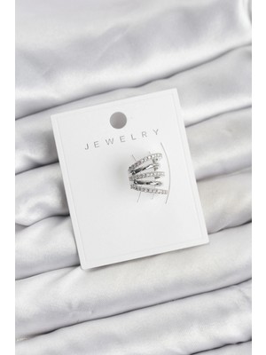 MiraLive Gümüş Renk Pirinç Zirkon Taşlı Kıkırdak Earcuff Küpe - TJ-BKP11620