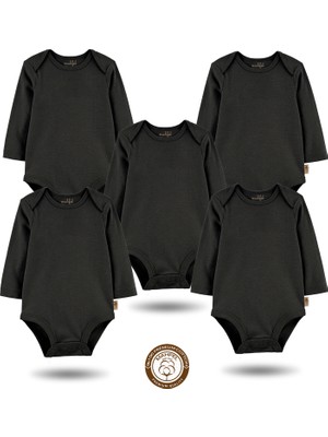 Mahfel 5'li Uzun Kollu %100 Pamuk Premium Seri Çıtçıtlı Bebek Body Zıbın 03