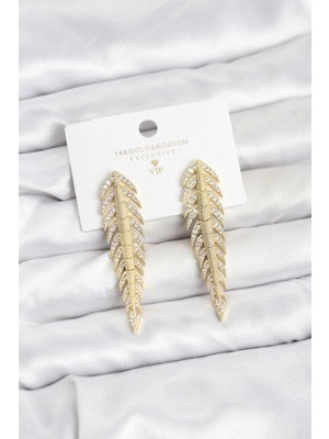 MiraLive Pirinç Gold Renk Balık Sırtı Model Zirkon Taşlı Kadın Küpe - TJ-BKP11516