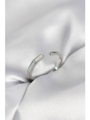 MiraLive Gümüş Renk Sedefli Çubuk Model Kadın Yüzük - TJ-BYK4081