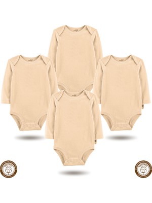 Mahfel 4'lü Uzun Kollu %100 Pamuk Premium Seri Çıtçıtlı Bebek Body Zıbın 03