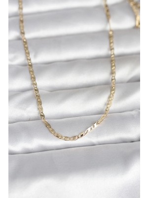 MiraLive cm 14K Gold Renk Yassı Zincir Model 60 cm Kadın Kolye - TJ-BKO10984