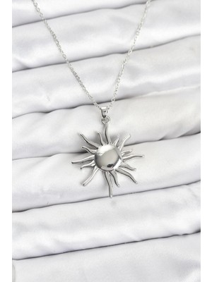 MiraLive 316L Çelik Zincir Gümüş Renk Güneş Model Kadın Kolye - TJ-BKO10900