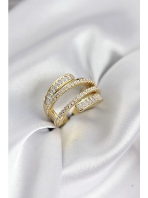 MiraLive Sarmal Zirkon Baget Taşlı Gold Renk Kadın Yüzük - TJ-BYK3930