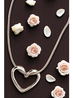 Katilus Çelik Kalpli Düğüm Kolye Kadın Şık Kolye Romantik Kolye