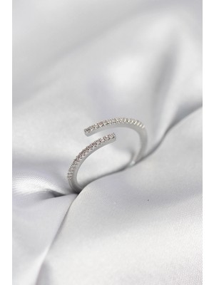 MiraLive Gümüş Renk Zirkon Taşlı Yılan Tarz Kadın Yüzük - TJ-BYK4049