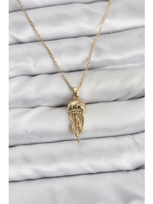 MiraLive 316L Çelik Zincir Gold Renk Deniz Anası Model Zirkon Taşlı Kadın Kolye - TJ-BKO10842