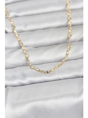 MiraLive cm 14K Gold Renk Lazer Zincirli Model 60 cm Kadın Kolye - TJ-BKO10976