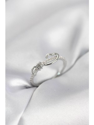 MiraLive Sarmal Kalp Model Zirkon Taşlı Gümüş Renk Kadın Yüzük - TJ-BYK4118