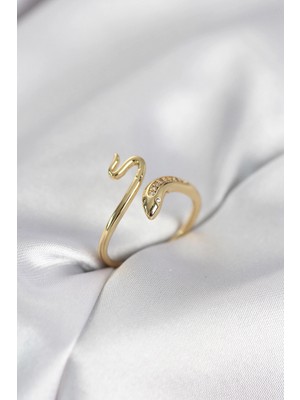 MiraLive Gold Renk Yılan Model Zirkon Taşlı Kadın Yüzük - TJ-BYK4133