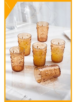 LTG Nova Bal Rengi Akrilik 6'lı Kırılmaz Bardak Seti 400 ml Meşrubat Bardağı