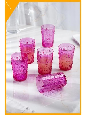 LTG Nova Pembe Akrilik 6'lı Kırılmaz Bardak Seti 400 Ml, ve