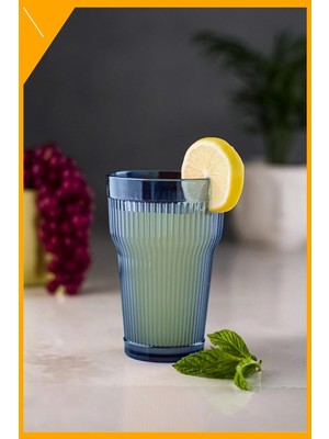 LTG Nova Lacivert Akrilik Kırılmaz 400 ml Barok Desenli Meşrubat Bardağı