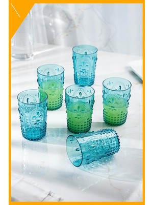 LTG Nova 6'lı Aquamarin Akrilik Bardak Seti 400 ml | Kırılmaz Meşrubat Bardağı
