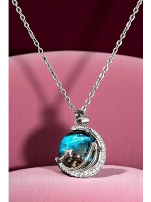 Katilus Gökyüzü Temalı Paslanmaz Çelik Gümüş Renk Kolye Kadın Çelik Kolye