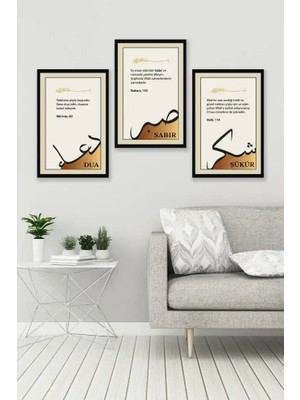 Bemenda Sabır Şükür Dua Üçlü Mdf tablo