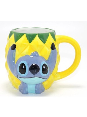 Hsc Bilişim Stitch Ananas (Pineapple) Tasarımlı 3D Kabartmalı Kupa Bardak ALK4546