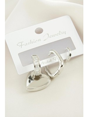 Hsc Bilişim 3 Adet Kalp Zirkon Taşlı Küpe