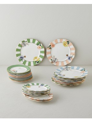 English Home Petal Parade Porselen Kahvaltı ve Sunum Seti 15 Parça 6 Kişilik Renkli
