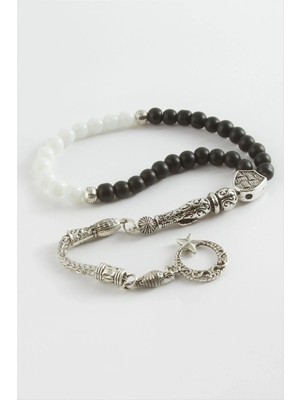 Hsc Bilişim Siyah Beyaz Mat Onix Ceyt Doğaltaş Tesbih 6 mm