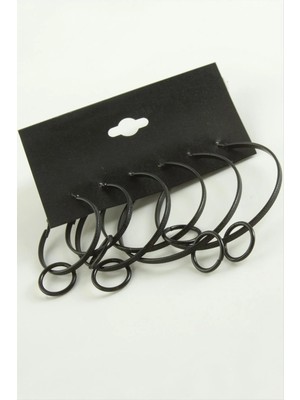 Hsc Bilişim Noktalı Iç Içe Metal Halka Küpe 6 Adet