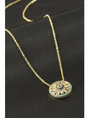 Hsc Bilişim Yuvarlak Nazar Zirkon Taşlı Kolye