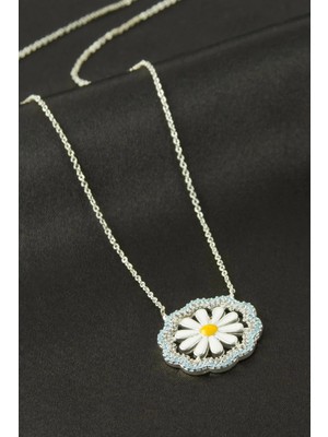 Hsc Bilişim Papatya Mineli Zirkon Taşlı Kolye