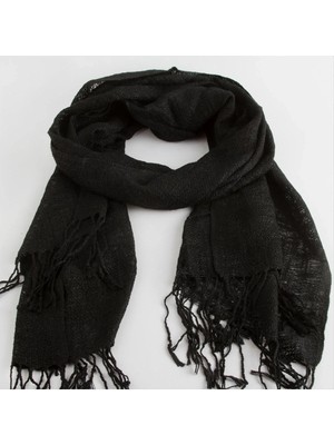 Hsc Bilişim Siyah Renkli Keten Şal 50*165