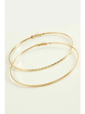 Hsc Bilişim Çizgili Metal Halka Küpe 8-9-10 cm