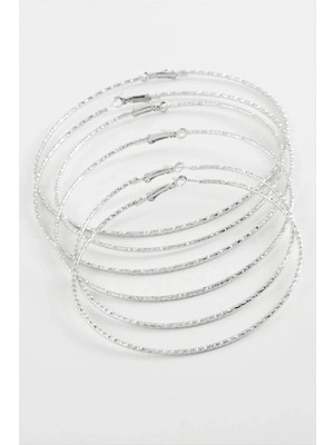 Hsc Bilişim Çizgili Metal Halka Küpe 6 Adet