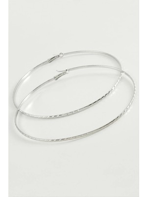 Hsc Bilişim Zincir Çizgili Metal Halka Küpe 8-9-10 cm