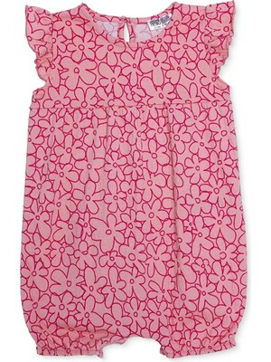 Hellobaby Kız Bebek Kısa Tulum Çiçek Baskılı Çıtçıtlı Bisiklet Yaka Atlet Lastikli