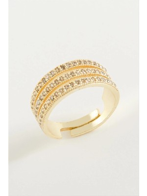 Hsc Bilişim Üç Sıra Zirkon Taşlı Yüzük