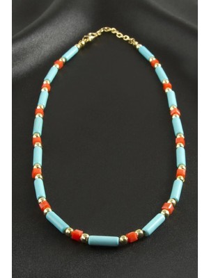 Hsc Bilişim Turkuaz Boncuk Kristal Kolye