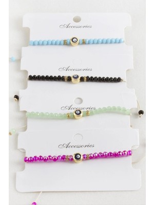 Hsc Bilişim Nazar Kristal Makrome Ip Bileklik 6 mm