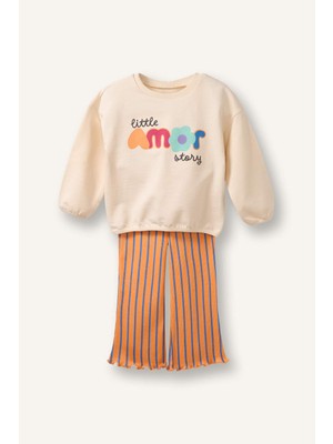 DeFacto Floral Sweatshirt Kumaşı 2'li Takım Kız Bebek H1974A526SM
