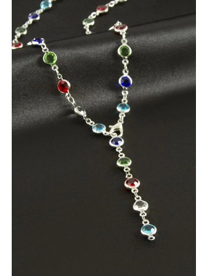 Hsc Bilişim Yuvarlak Zirkon Taşlı Çelik Y Kolye