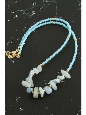 Hsc Bilişim Kırık Doğaltaşlı Turkuaz Kristal Kolye