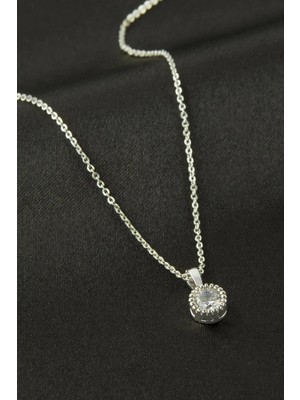 Hsc Bilişim Yuvarlak Zirkon Tek Taşlı Kolye