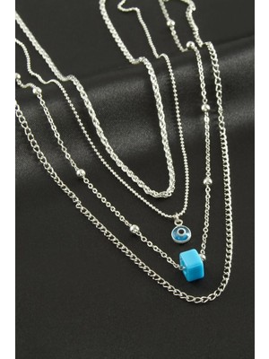 Hsc Bilişim Nazar Cam Boncuk Dörtlü Kolye